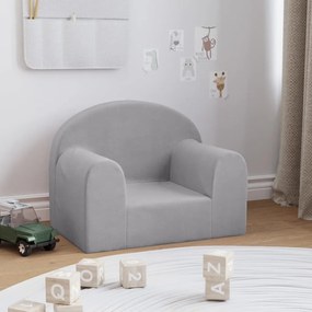 vidaXL Sofá infantil pelúcia macia cinzento-claro