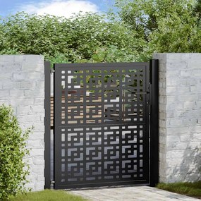 Portão de jardim 105x106 cm design cruzado de aço preto