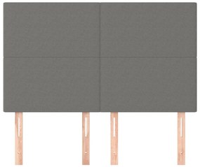 Cabeceira de cama 4 pcs tecido 72x5x78/88 cm cinzento-escuro