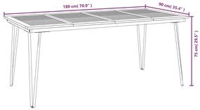 Conj. jantar p/ jardim 5 pcs madeira de acácia maciça e metal