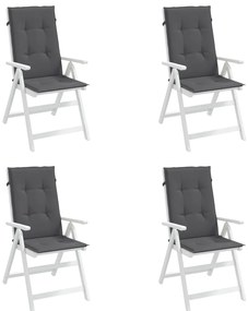 Almofadões para cadeiras altas de jardim 4 pcs tecido antracite