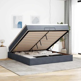 moldura de cama otomana vidaXL com colchão cinza escuro veludo