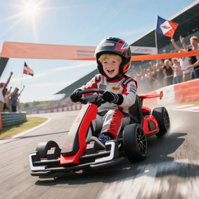 Kart Elétrico 24V para Crianças 6-10 anos, 120 x 76 x 53,5 cm, Motor Duplo de 150 W, Vermelho