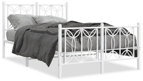 Estrutura de cama com cabeceira e pés 120x200 cm metal branco