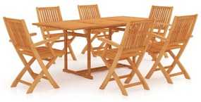 vidaXL 7 pcs conjunto de jantar para jardim madeira de teca maciça