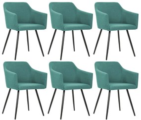 vidaXL Cadeiras de jantar 6 pcs tecido verde