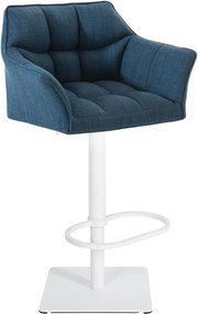 Banco de bar Damaso em tecido e com estrutura branca 64 x 88-113 x 45 cm Azul