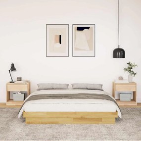 Estrutura de cama sem colchão 135x190 cm de madeira de carvalho