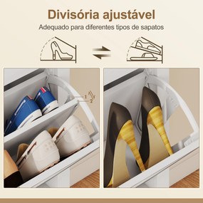 Sapateira Estreita com 2 Portas em Vime e Prateleiras Ajustáveis para 14 Pares de Sapatos 105x24x95,5 cm Branco