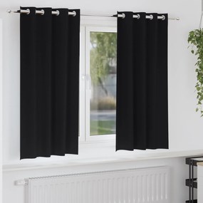 vidaXL Cortinas com cortinas 2 pcs Preto 175 x 140 cm Poliéster