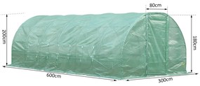 ® Estufa de Jardim e Quintal com 6 janelas para Cultivar Plantas e Verduras Coberta de PE 140g/㎡ Material de Aço - 6x3x2m