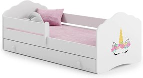 Cama infantil branca FALA unicórnio 160x80 com gaveta - colchão e estrado incluído