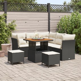 Conjunto de Sofá de Jardim de 8 Peças com Almofadas Rattan Poliéster P