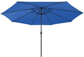 Guarda-sol de jardim com luzes LED 400 cm azul-ciano