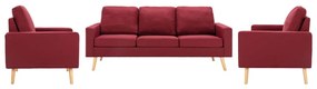vidaXL 3 pcs conjunto de sofás tecido vermelho tinto