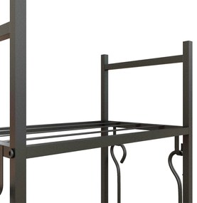 Suporte para Lenha com Rodas e 4 Níveis – 45x30x118 cm | Inclui Pá, Es