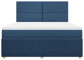 Cama com molas/colchão 180x200 cm tecido azul