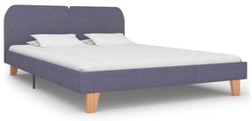 Estrutura de cama sem colchão 150x200 cm tecido cinzento-claro