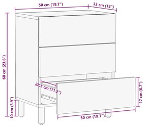 Mesa de cabeceira 50x33x60 cm madeira de mangueira maciça