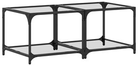 Mesas de centro c/ topo vidro transparente 2 pcs 50x50x40cm aço