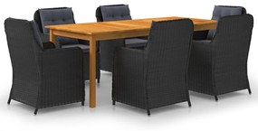vidaXL 7 pcs conjunto de jantar para jardim preto
