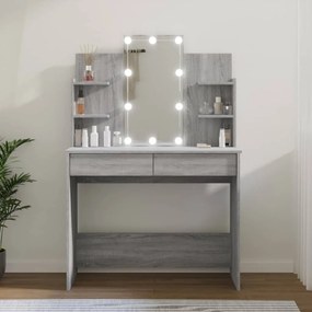vidaXL Toucador com LEDs 96x40x142 cm sonoma cinza