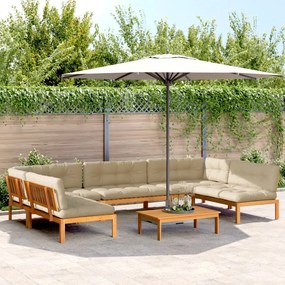 vidaXL 6 pcs conj. sofás paletes p/ jardim c/ almofadões acácia maciça