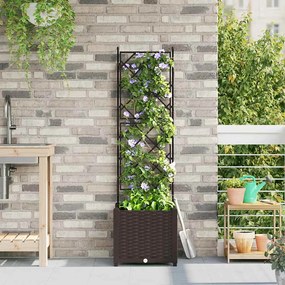 vidaXL Plantadeira com Treliça Castanha 40x40x143 cm