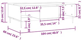 Mesa de centro 104x60x35 cm derivados madeira branco brilhante