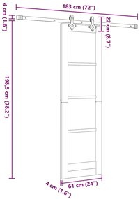 Porta Deslizante vidaXL com Conjunto de Hardware 61x198.5 cm Madeira S