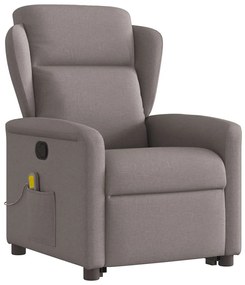 Poltrona elevatória de massagens tecido cinzento-acastanhado