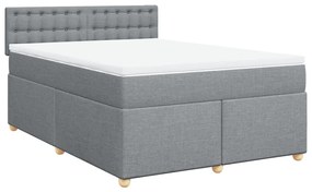 Cama com molas/colchão 140x200 cm tecido cinzento-claro