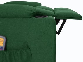 Poltrona elevatória de massagens tecido verde-escuro