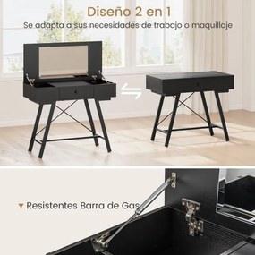 Toucador e secretaria 2 em 1 96,5 x 46,5 x 80,5 cm (BANCO NÃO INCLUIDO) com espelho rebatível, estação de carregamento e gaveta para quarto ou escritó