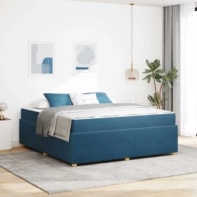Estrutura de cama com colchão Outros Azul 180 x 200 cm Veludo