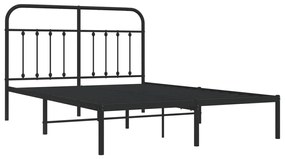 Estrutura de cama com cabeceira 140x200 cm metal preto