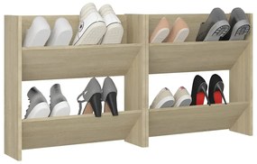 Sapateiras de parede 2 pcs 60x18x60cm contrapl. carvalho sonoma