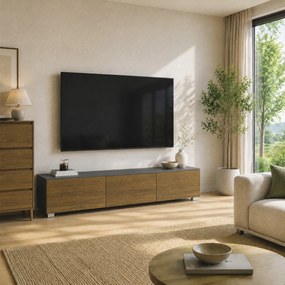 Móvel de TV Suspenso ou de Pé, 160 x 30 x 33 cm, Dupla Instalação, Cor Nogueira