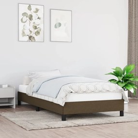 Estrutura de cama sem colchão 90x200 cm tecido castanho-escuro