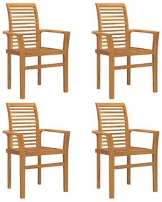 Cadeira de Jardim Empilhável 4 pcs Madeira Sólida de Teca