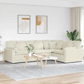 vidaXL Sofá modular com almofadas veludo creme
