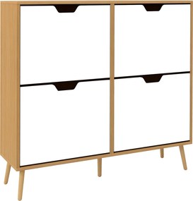 HOMCOM Sapateira Entrada para 16 Pares 95x26x95 cm Anti-Tombo com 4 Gavetas Prateleiras Ajustáveis Madeira | Aosom Portugal