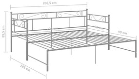 Estrutura sofá-cama de puxar 90x200 cm metal cinzento