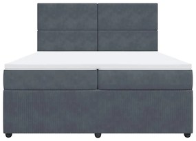 Cama com molas/colchão 200x200 cm veludo cinzento-escuro