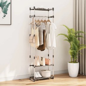 vidaXL Suporte p/ roupas 3 prateleiras 59x29x192 cm alumínio prateado
