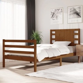 vidaXL Estrutura de cama 90x200 cm pinho maciço castanho mel