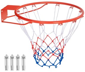 Cesto de basquetebol de 45 cm para montagem na parede com rede Laranja