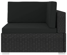 Cadeira de canto seccional c/ almofadões 1 pc vime PE preto