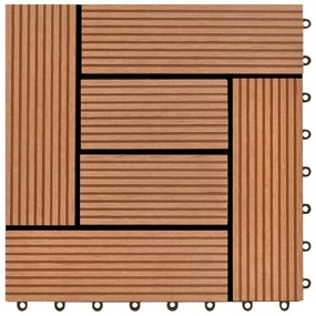 Conjunto 11 azulejos WPC para plataforma castanho 30x30 cm
