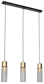Candeeiro de suspensão design preto com dourado 3-luzes - Maura Design